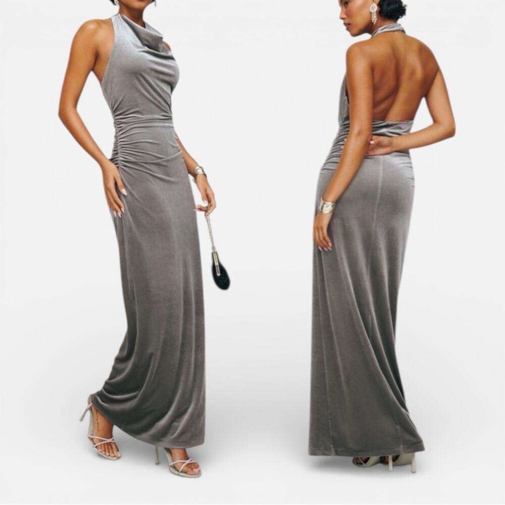 Reformation Jazlyn Velvet Knit Midi dress gray - XL